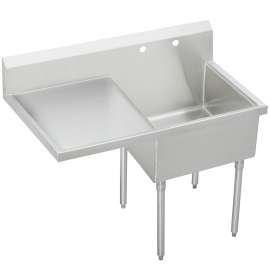 Weldbilt Stainless Steel 49-1/2" X 27-1/2" X 14" Floor Mount Single Compartment 2-Hole Scullery Sink W/Left Drainboard, WNSF8124L2
