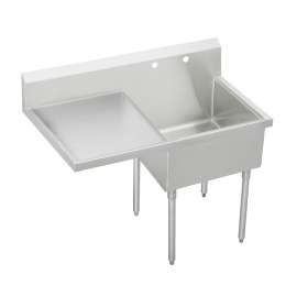 Weldbilt Stainless Steel 49-1/2" X 27-1/2" X 14" Floor Mount Single Compartment Scullery Sink With Drainboard, WNSF8124LOF1