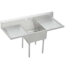 Weldbilt Stainless Steel 78" X 27-1/2" X 14" Floor Mount Single Compartment 0-Hole Scullery Sink W/L&R Drainboards, WNSF8130LR2