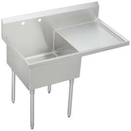 Weldbilt Stainless Steel 55-1/2" X 27-1/2" X 14" Floor Mount Single Compartment 2-Hole Scullery Sink W/Right Drainboard, WNSF8130R2