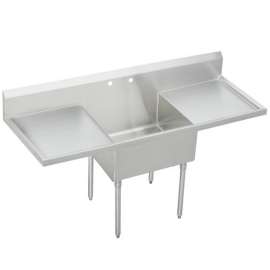 Weldbilt Stainless Steel 84" X 27-1/2" X 14" Floor Mount Single Compartment 2-Hole Scullery Sink W/L&R Drainboards, WNSF8136LR2