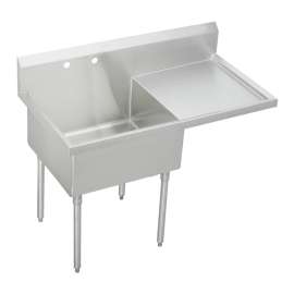 Weldbilt Stainless Steel 61-1/2" X 27-1/2" X 14" Floor Mount Single Compartment 1-Hole Scullery Sink W/Right Drainboard, WNSF8136R1