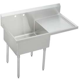 Weldbilt Stainless Steel 61-1/2" X 27-1/2" X 14" Floor Mount Single Compartment 2-Hole Scullery Sink W/Right Drainboard, WNSF8136R2