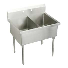 Weldbilt Stainless Steel 45" X 27-1/2" X 14" Floor Mount Double Compartment Scullery Sink, WNSF82422