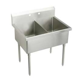 Weldbilt Stainless Steel 57" X 27-1/2" X 14" Floor Mount Double Compartment Scullery Sink, WNSF82542
