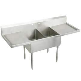 Weldbilt Stainless Steel 105" X 27-1/2" X 14" Floor Mount Double Compartment Scullery Sink With Drainboard, WNSF8254LR2