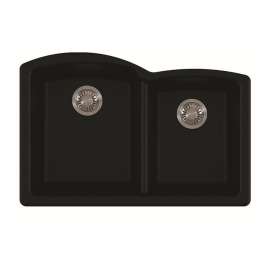 33in Undermount Double Basin Granite Kitchen Sink in Onyx