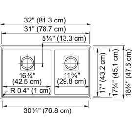 Peak Um 31-in Granite Double Bowl Kitchen Sink in Fragranite Oyster