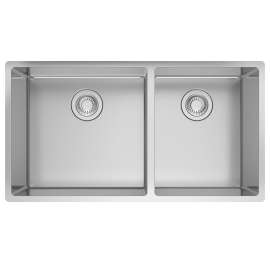 Franke Cube 32.56-In. X 17.7-In. 18 Gauge Stainless Steel Undermount Double Bowl Kitchen Sink - Cux16032