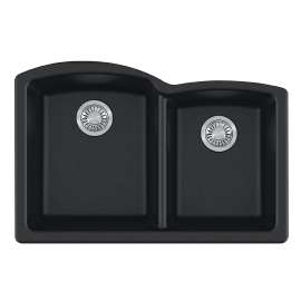 Franke Ellipse 33.0-In. X 21.7-In. Matte Black Fragranite Undermount Double Bowl Kitchen Sink - Elg160Mbk