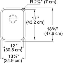 Stainless Steel 18-3/4in x 13-3/4in Single Basin Undermount 18-Gauge Stainless Kitchen Sink