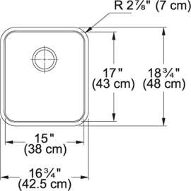 Stainless Steel 18-3/4in x 16-3/4in Single Basin Undermount 18-Gauge Stainless Kitchen Sink