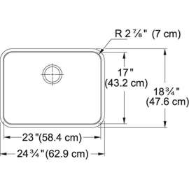 Stainless Steel 18-3/4in x 24-3/4in Single Basin Undermount 18-Gauge Stainless Kitchen Sink
