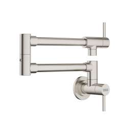 Maris Lario Single Hole Wall Mounted Pot Filler In Satin Nickel