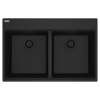 Franke Maris Dual Mount 33-In X 22-In Fragranite Double Bowl Kitchen Sink In Matte Black