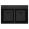 Franke Maris Dual Mount 33-In X 22-In Fragranite Double Bowl Kitchen Sink In Onyx