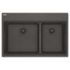 Franke Maris Dual Mount 33-In X 22-In Fragranite Double Bowl Kitchen Sink In Slate Grey