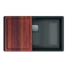 Franke Peak 32.0-In. X 18.8-In. Fragranite Undermount Single Bowl Workcenter Kitchen Sink In Onyx