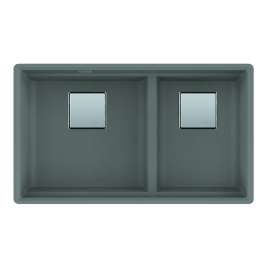 Franke Peak 32.0-In. X 18.8-In. Fragranite Undermount Double Bowl Kitchen Sink In Stone Grey