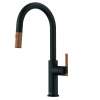 Franke Maris Stripes 16.75-Inch Single Handle Pull-Down Spray Faucet In Matte Black With Copper Accents