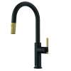 Franke Maris Stripes 16.75-Inch Single Handle Pull-Down Spray Faucet In Matte Black With Gold Accents