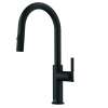 Franke Maris Stripes 16.75-Inch Single Handle Pull-Down Spray Faucet In Matte Black With Copper Accents.