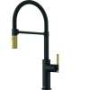 Franke Maris Stripes 19-Inch Single Handle Pull-Down Spray Faucet In Matte Black With Gold Accents