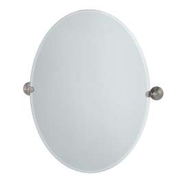 Large Oval Mirror in Satin Nickel