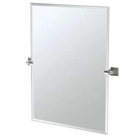 27-1/2in Rectangular Beveled Wall Mounted Mirror with Accents in Satin Nickel