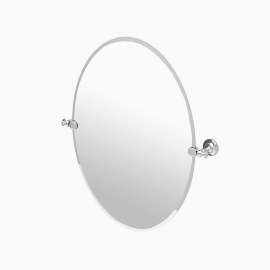 28-1/2inW X 32inH Wall-Mounted Frameless Oval Mirror in Polished Nickel