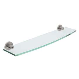Channel 20 Inch Tempered Curved Glass Shelf in Satin Nickel