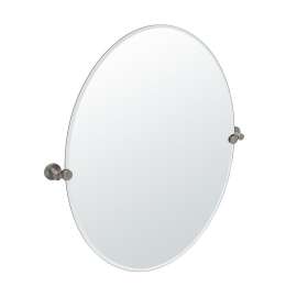 Channel Large Oval Beveled Tilting Wall Mirror in Satin Nickel
