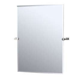 Rectangular Beveled Tilting Wall Mirror in Satin Nickel