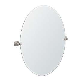 Large Oval Titling Wall Mirror in Satin Nickel