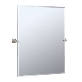 Large Rectangular Tilting Wall Mirror in Brushed Nickel