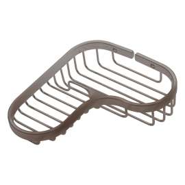 Brass Wall Mounted Wire Corner Basket in Satin Nickel