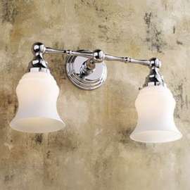2 Light 17.1in Wide Bathroom Fixture in Polished Brass / Satin Opal