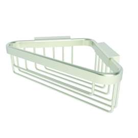 Hotelier 6.4in Wall Mounted Brass Corner Shower Basket in Satin Nickel