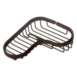 Brass Wall Mounted Wire Corner Basket in Oil Rubbed Bronze