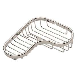 Brass Wall Mounted Wire Corner Basket in Polished Nickel