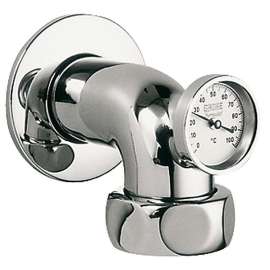 12444000 Lahrer THM / MWZ Wall Union, Male 1-1/4-in with Thermometer in Chrome