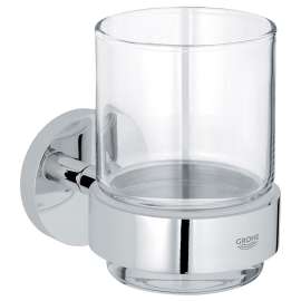 Essentials Glass/Metal 4.72-in. Crystal Glass with Holder - In Multiple Colors