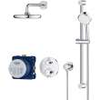 34745000-M Grohtherm Thermostatic Shower System with Shower Head, Hand Shower, Slide Bar, Hose, and Valve Trim in StarLight Chrome Finish