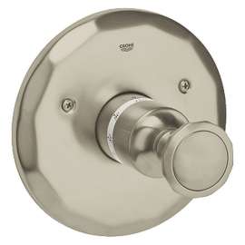 Central Thermostatic Trim with Round Handle in Brushed Nickel