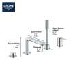 4-Hole Single-Handle Deck Mount Roman Tub Faucet with 1.75 GPM (6.6 L/min) Hand Shower, 19577A01