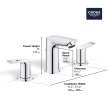 8-Inch Widespread 2-Handle M-Size Bathroom Faucet, 1.2 GPM (4.5 L/min), 20225001