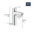 Single Hole Single-Handle M-Size Bathroom Faucet, 1.2 GPM (4.5 L/min), 23990003