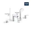 4-Hole Single Handle Deck Mount Roman Tub Faucet with 1.75 GPM (6.6 L/min) Hand Shower, 25245EN3