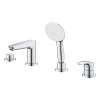 Eurosmart 4-Hole Single Handle Deck Mount Roman Tub Faucet with 1.5 gpm (5.7 L/min) Hand Shower, 25277003