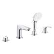 Eurosmart 4-Hole Single Handle Deck Mount Roman Tub Faucet with 1.5 gpm (5.7 L/min) Hand Shower, 25277003